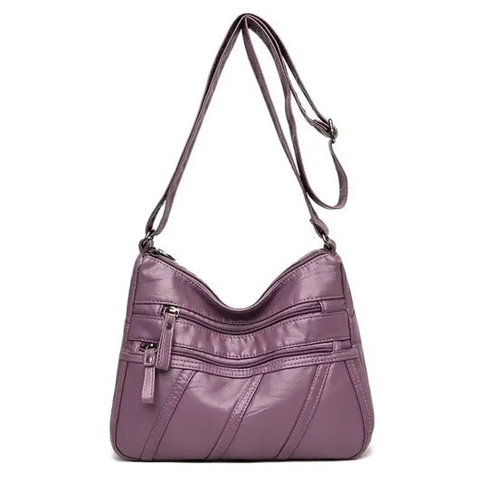 New Spring Women'S Soft Leather Shoulder Bags Classic Casual Crossbody Bag for Female High Quality Washing Purses and Handbags